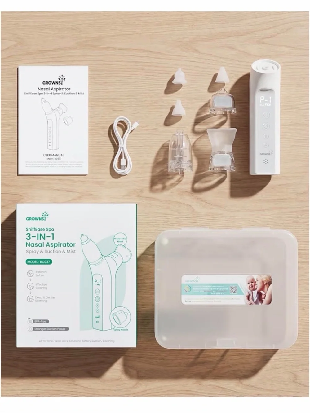 NWT - GROWNSY 3-in-1 Nasal Aspirator for Kids - White